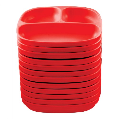 Family Style Dining Divided Plates Red - Set of 12