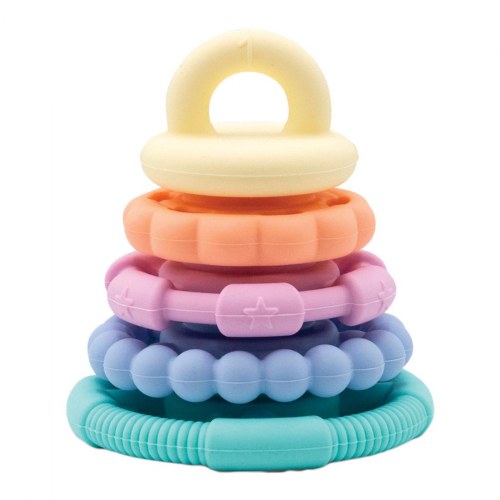 Pastel Rainbow Stacker and Teether Toy