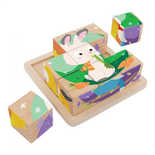 Wooden Cube Puzzle - Pets