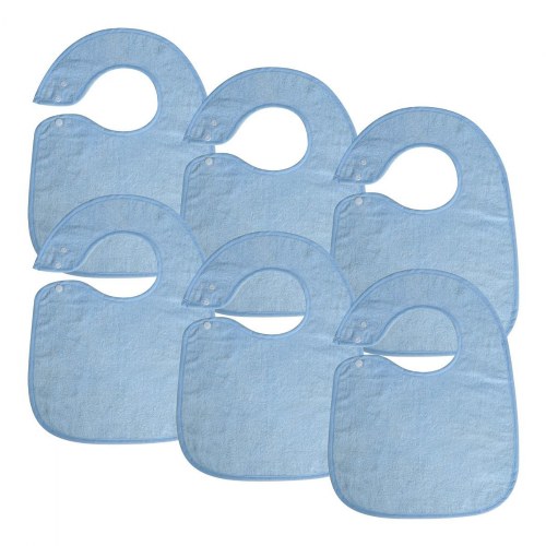 Soft Bibs with Snaps - Set of 6 - Blue