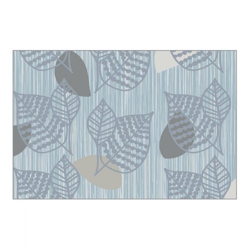 Sense of Place Leaf Carpet - Blue - 4' x 6' Rectangle