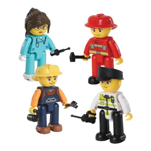 PicassoTiles 4-Piece City Builder Character Figure Set