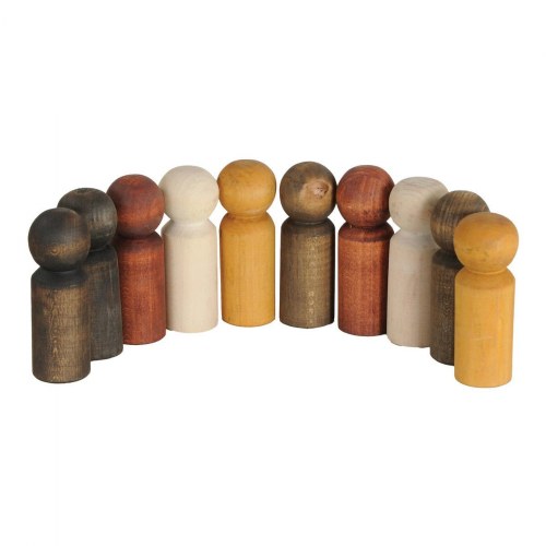 Multicultural Wooden Peg People - Set of 10