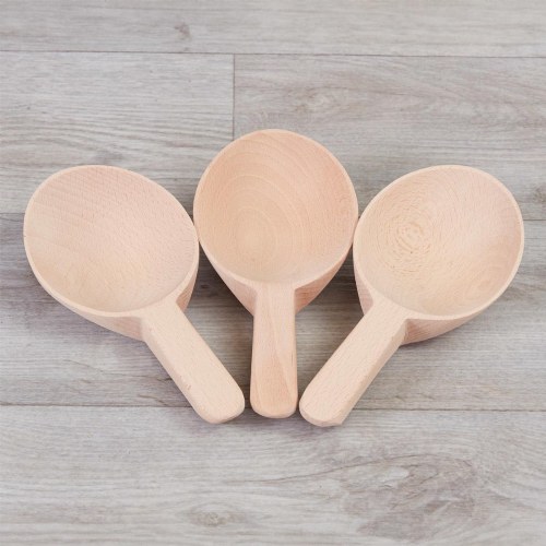 Short Handle Wooden Spoons - Set of 3