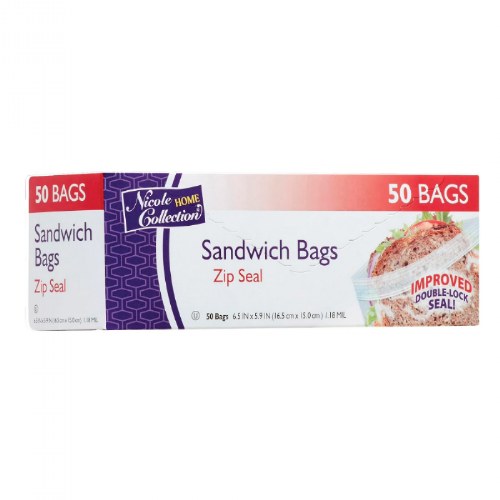 Sandwich Zip Seal Storage Bags - 50 Pack