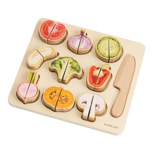 Wooden Slice & Match Vegetable Puzzle