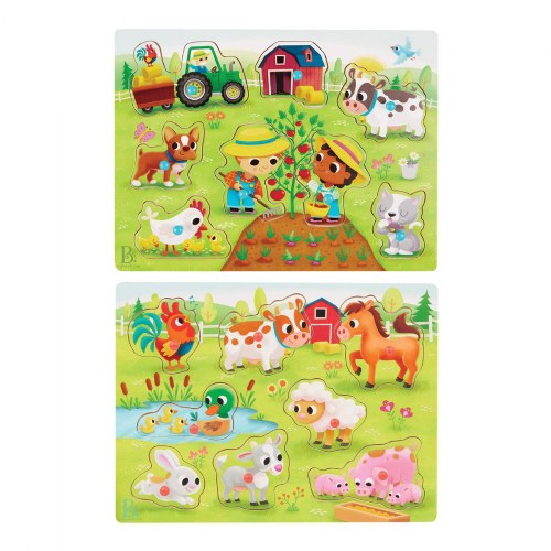 Farmyard Friends Peg Puzzle 2-Pack