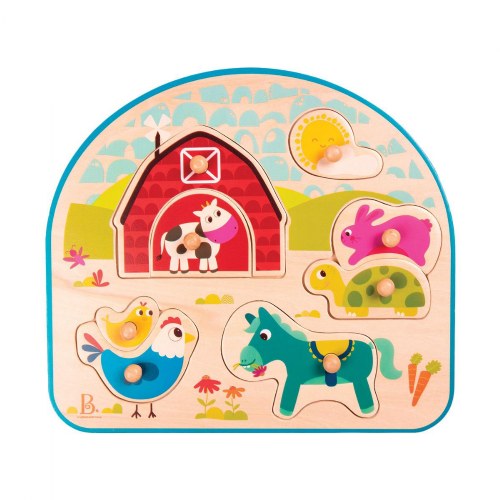 Animal Barnyard Wooden Peg Puzzle