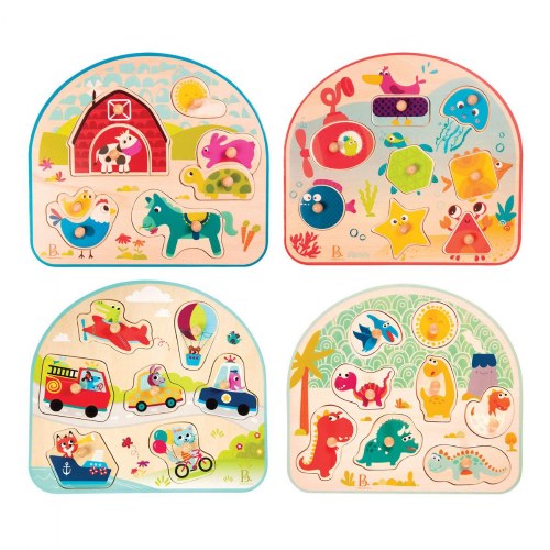 Wooden Peg Puzzles - Set of 4