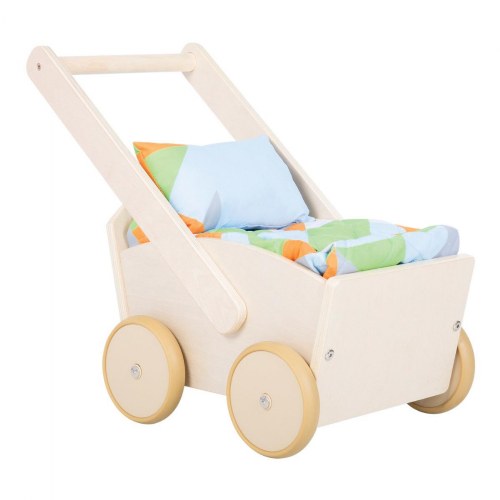 Wooden Doll Stroller with Bedding