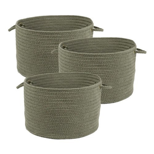 Soft Storage Baskets - Set of 3, Moss Green - 10" x 8"