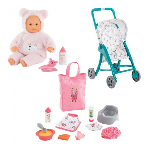 Bebe Calin Loving Teddy Bear Doll with Accessories
