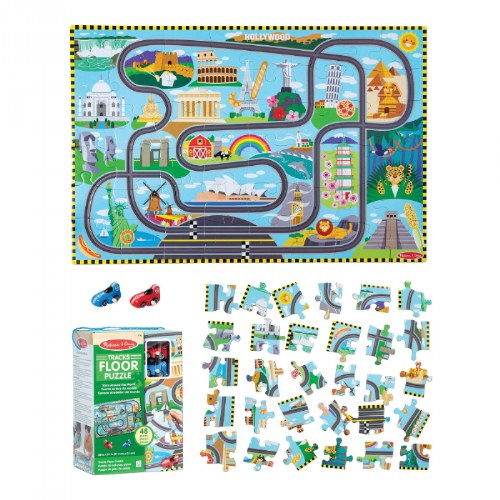 Race Around the World Tracks Floor Puzzle - 48 Pieces