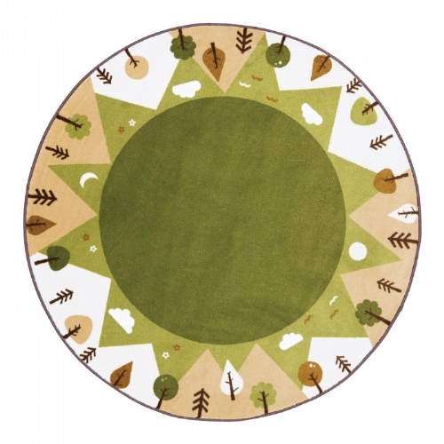 Tranquil Mountains Round Carpet - Green