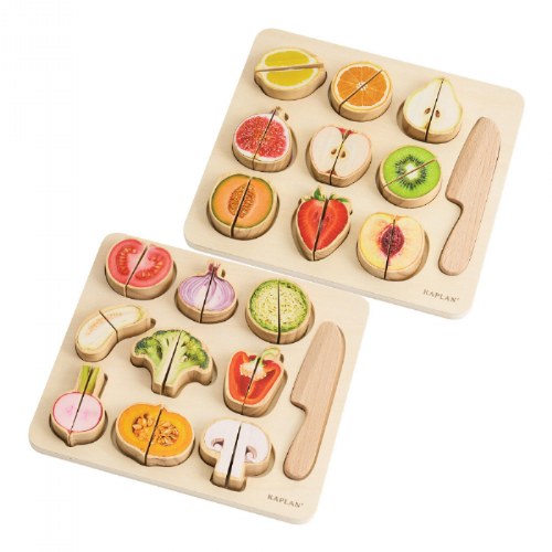Wooden Slice & Match Fruit & Vegetable Puzzles