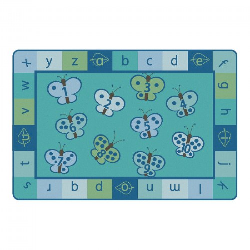 KIDSoft&trade; 123 ABC Butterfly Fun Rug - Tranquil - 7'6" x 12' Rectangle