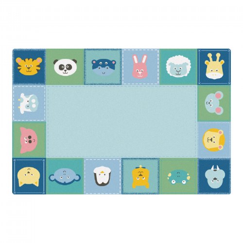 KIDSoft&trade; Tranquil Baby Animals Border Carpet - 6' x 9' Rectangle