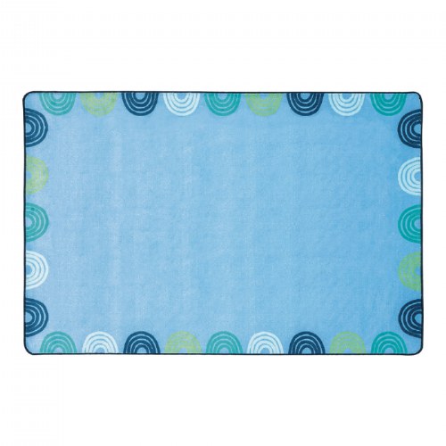KIDSoft&trade; Rainbows Border Rug - Blue Tranquil - 6' x 9' Rectangle