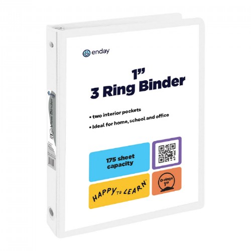 1" White Clear View Binder