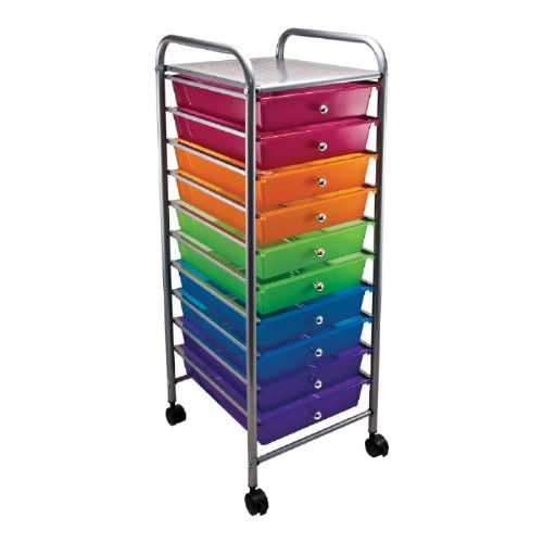 Mobile Rainbow Storage Cart - 10-Drawer