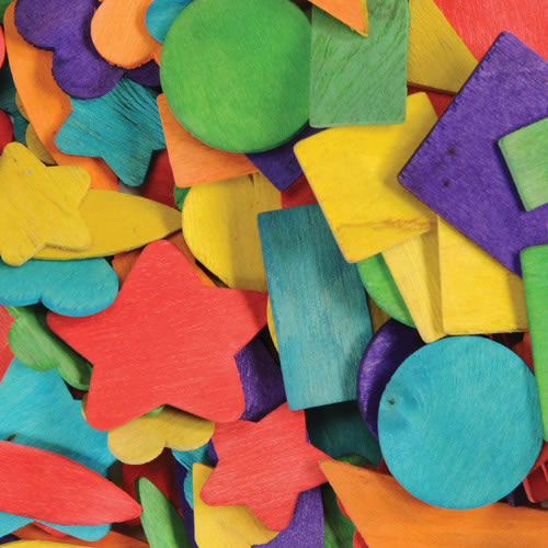Wooden Bright Color Assorted Shapes - 400 pieces