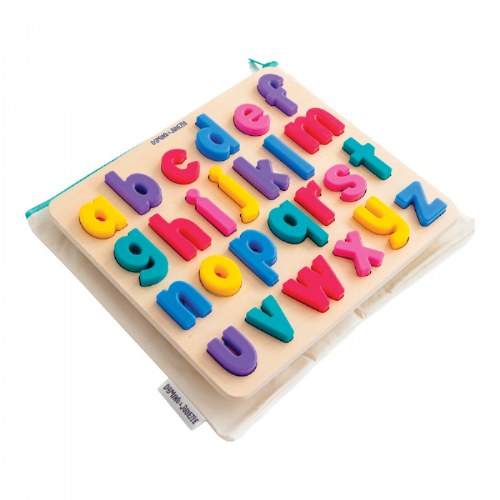 Lowercase Find & Fit Silicone Puzzle with Wooden Tray
