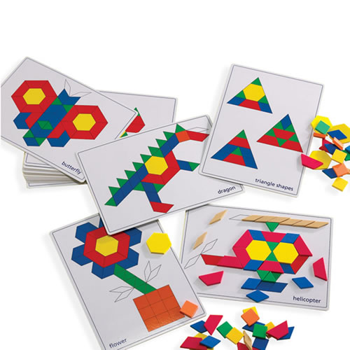 Pattern Blocks Puzzle Picture Cards - 20 Cards