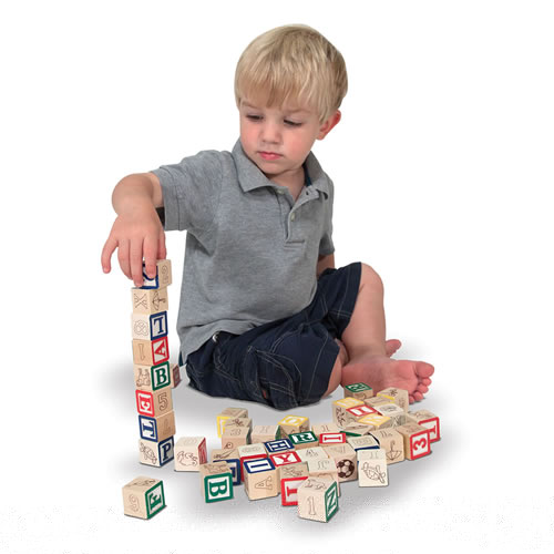 Wooden ABC and 123 Blocks - 50 Pieces