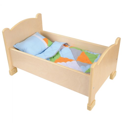 Wooden Doll Bed with Bedding