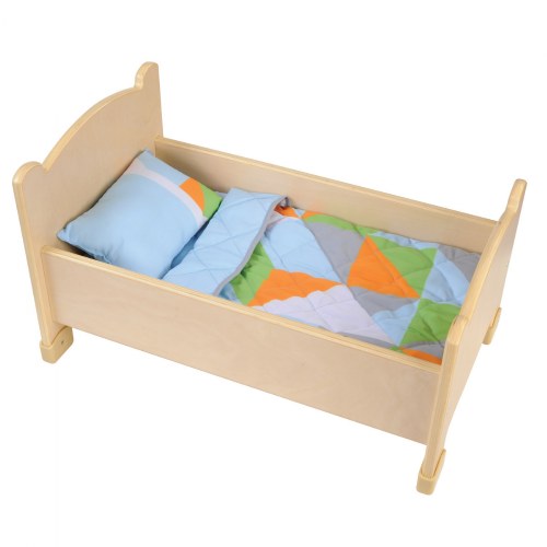 Wooden Doll Bed with Bedding