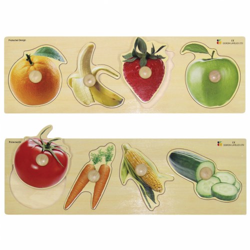 Large Knob Fruits and Vegetables Puzzle Set - Set of 2