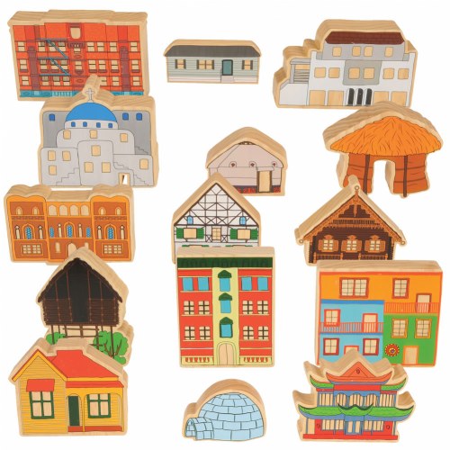 Homes Around the World Wooden Blocks - 15 Pieces