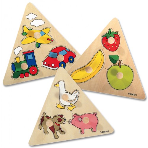 Large Knob Triangle Puzzle Set (Set of 3)