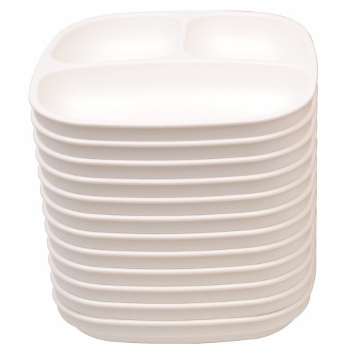 Family Style Dining - Set of 12 White Divided Plates