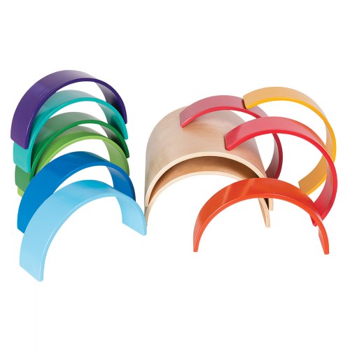 Wooden Rainbow Arches and Tunnels - 12 Pieces