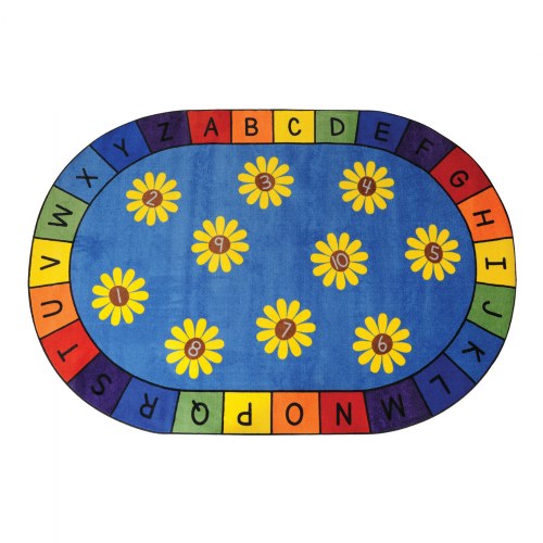 Daisy Alphabet and Numbers Carpet - 8' x 12' Oval