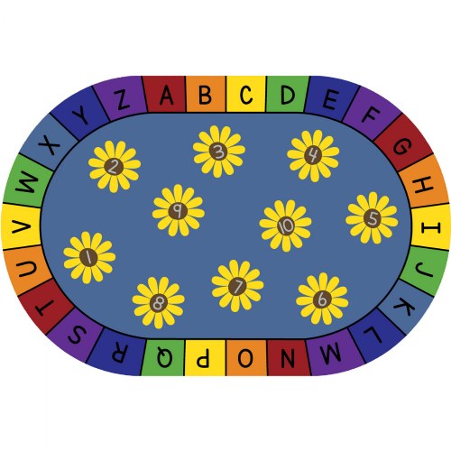 Daisy Alphabet and Numbers Carpet - 6' x 9' Oval