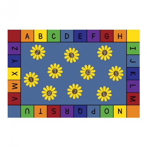 Daisy Alphabet and Numbers Carpet - 6' x 9' Rectangle