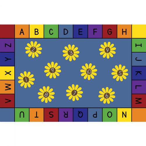 Daisy Alphabet and Numbers Carpet - 6' x 9' Rectangle