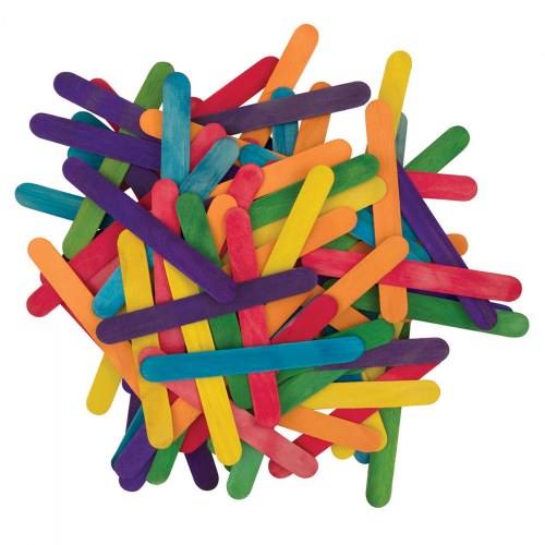 Colored Jumbo Wooden Sticks - 200 Pieces