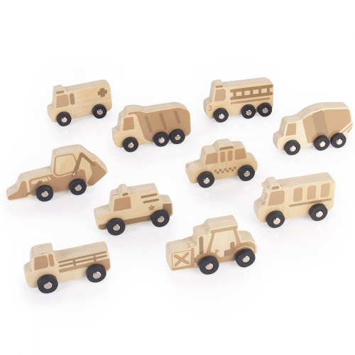 Mini Wooden Vehicles - 10 Pieces