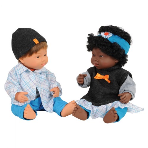 Dolls with Down Syndrome 15" - Caucasian Boy and African Girl