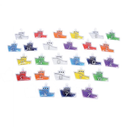 Rainbow Gel Alpha Boats - 26 pieces - Tactile Boats with Uppercase and Lowercase Letters