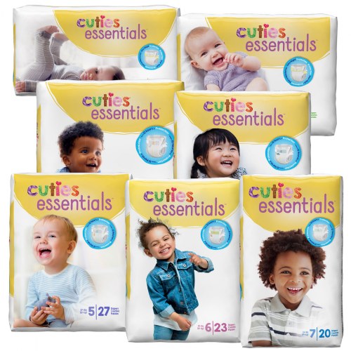 Cuties Diapers 12 Pack - Available in Sizes 1 through 7