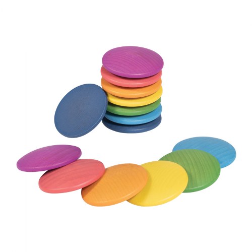 Rainbow Wood Loose Discs - 14 Pieces