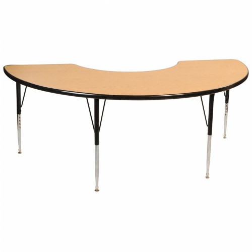 Golden Oak 36" x 72" Half Moon Table with 15" - 24" Adjustable Legs