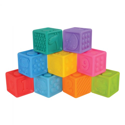Squeezable Textured Stacking Blocks - 9 Pieces