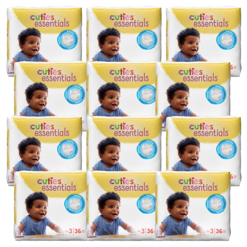 Cuties Diapers 12 Pack - Size 3 - 16-28 lbs. - 432 Diapers