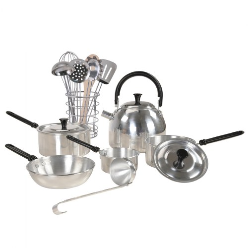 Aluminum Cooking Set with Stainless Steel Utensils - 14 Pieces