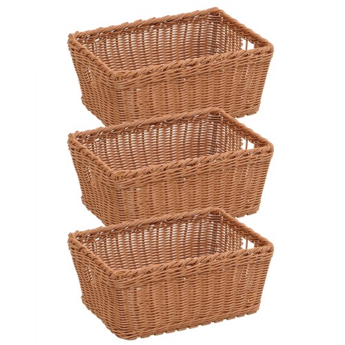 Washable Wicker Basket with Hand Grips - Small Set of 3
